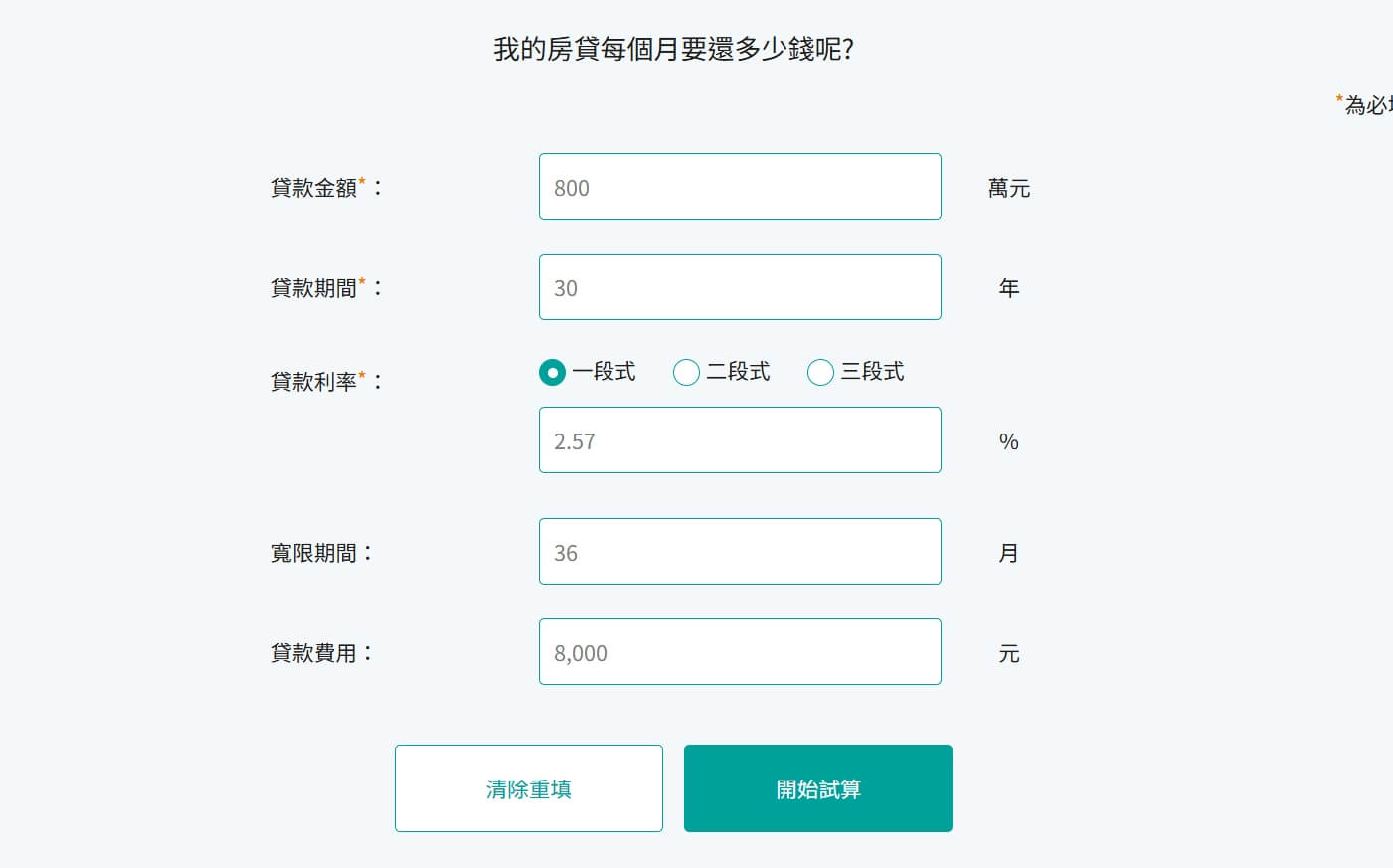 玉山銀行房貸試算