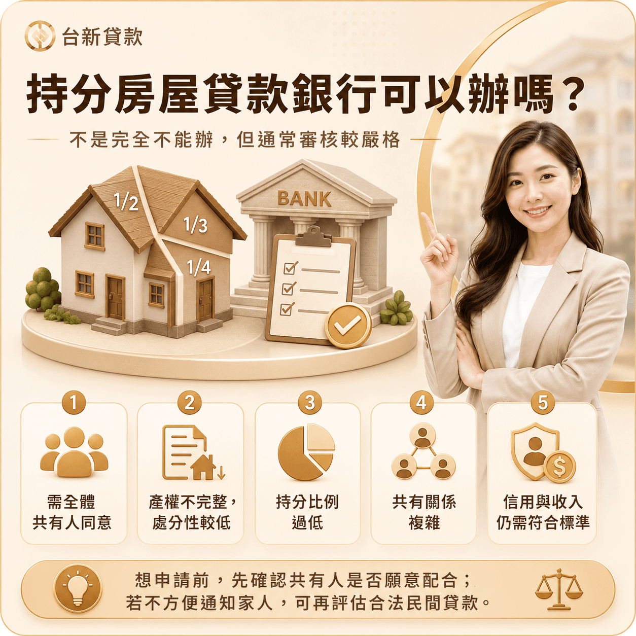持分房屋貸款銀行可以辦嗎?為什麼通常比較難過?